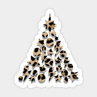 Leopard Print Christmas Tree, Lightning, Star and Baubles Sticker